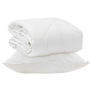 vidaXL Duvet pentru Toate Sezoanele cu pernă 2 pcs Alb Microfibră