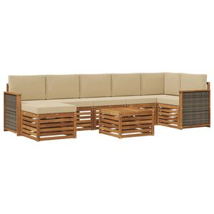 vidaXL Set de canapele de exterior cu pernă 7 pcs natural