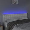 vidaXL Tăblie de pat cu LED, alb, 144x5x78/88 cm, piele ecologică
