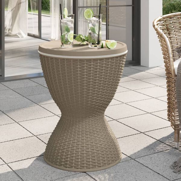 vidaXL Masă de răcire cu gheață 3 în 1, maro deschis, polipropilenă