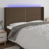 vidaXL Tăblie de pat cu LED, maro &icirc;nchis, 203x16x118/128 cm, textil
