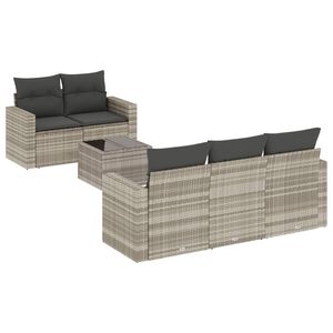 vidaXL Set canapele de grădină cu perne, 6 piese gri deschis poliratan