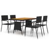 vidaXL Set mobilier de exterior, 5 piese, negru, poliratan