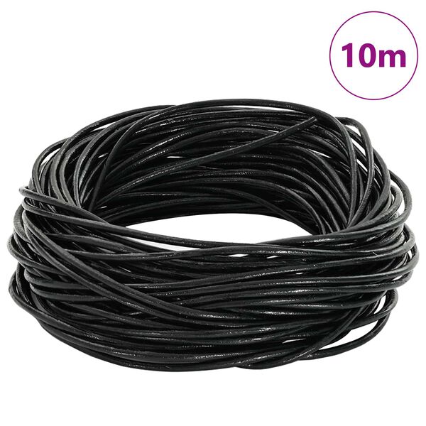 vidaXL Cord din Piele Negru &Oslash;1 mm x 10 m Piele