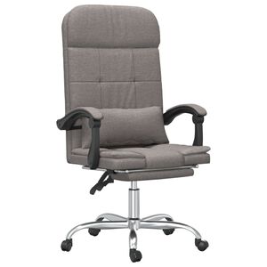 vidaXL Fotoliu de birou rabatabil cu masaj, gri taupe, textil