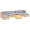 vidaXL Set mobilier de grădină cu perne, 8 piese, gri, lemn de pin
