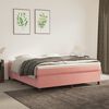 vidaXL Pat box spring cu saltea, roz, 160x200 cm, catifea