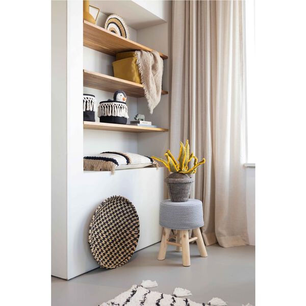 KidsDepot Scaun &bdquo;Iggy&rdquo;, 29 cm, gri, bumbac și lemn