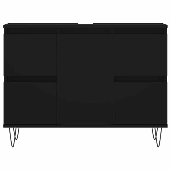 vidaXL Dulap pentru baie, negru, 80x33x60 cm, lemn compozit