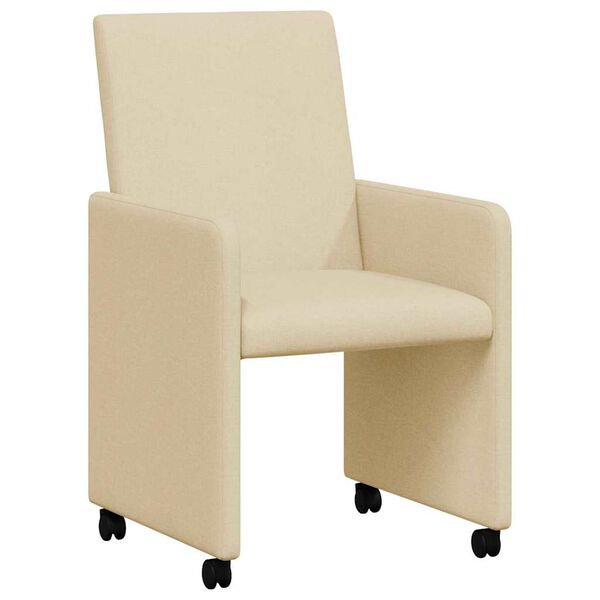 vidaXL Scaune de dining cu roți 2 pcs Crem 57 x 66 x 94 cm țesătură