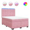 vidaXL Pat box spring cu saltea, roz, 140x190 cm, catifea