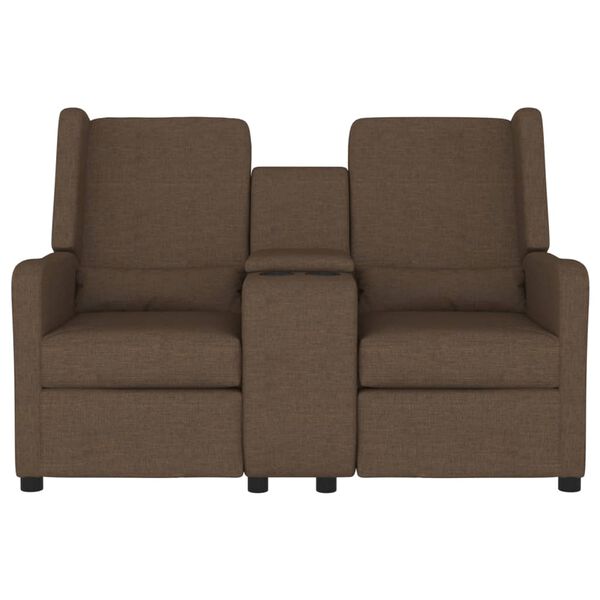 vidaXL Fotoliu rabatabil cu 2 locuri/suport pahar, maro, textil