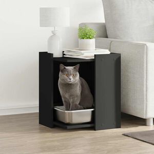 vidaXL Cutie litieră pisici negru 42x42x51 cm lemn prelucrat