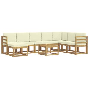 vidaXL Set de canapele de exterior 9 buc. Alb și crem