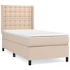 vidaXL Pat box spring cu saltea, cappuccino, 100x200cm piele ecologică
