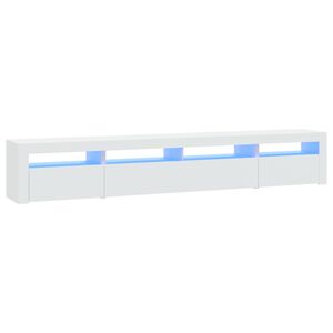 vidaXL Comodă TV cu lumini LED, alb, 240x35x40 cm