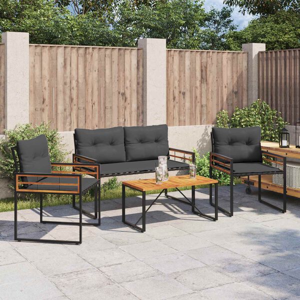 vidaXL Set de Mobilier pentru Exterior cu pernă 4 pcs Gri închis