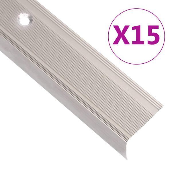 vidaXL Profile trepte &icirc;n formă de L, 15 buc. șampanie 90 cm aluminiu