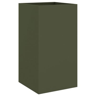 vidaXL Jardinieră, verde măsliniu, 42x38x75 cm, oțel laminat la rece