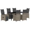 vidaXL Set de masă pentru grădină cu pernă 7 pcs Gri Rattan poli