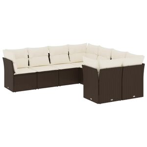 vidaXL Set canapele de grădină cu perne, 8 piese, maro, poliratan