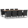 vidaXL Set mobilier de grădină cu perne, 9 piese, negru, poliratan