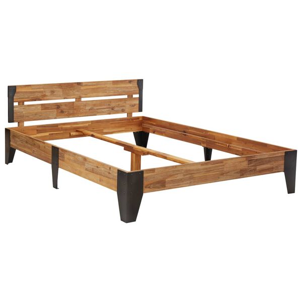vidaXL Cadru de pat, 120 x 200 cm, lemn masiv acacia cu finisaj periat