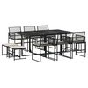 vidaXL Set mobilier de exterior cu perne, 11 piese, negru, poliratan