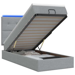 vidaXL Pat Ottoman cu Saltea și LED Gri deschis 90 x 190 cm Țesătură