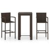 vidaXL Set bar exterior cu cotieră, 3 piese, maro, poliratan