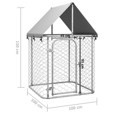 vidaXL Padoc pentru câini de exterior, cu acoperiș, 100x100x150 cm