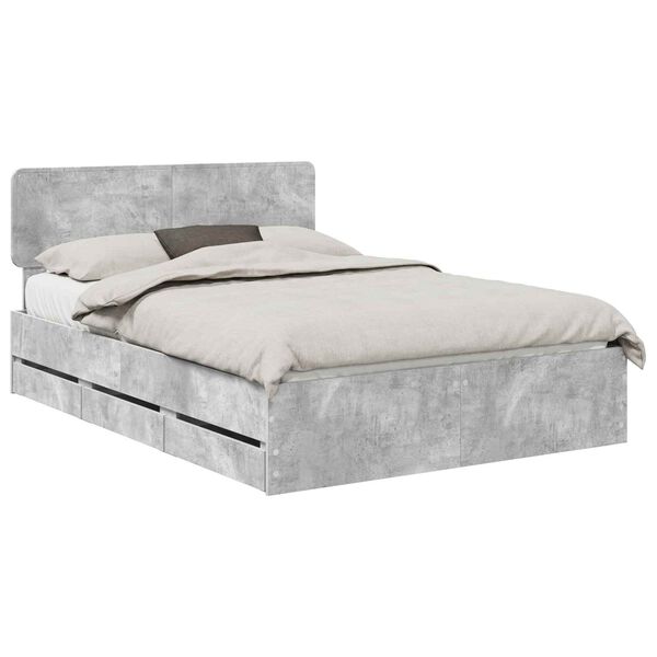 vidaXL Cadru de pat cu headboard Gri Beton 160 x 200 cm Lemn prelucrat