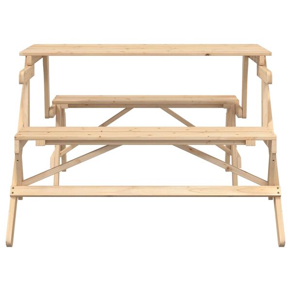 vidaXL Masă de picnic cu bănci, lemn masiv brad, convertibilă 2 &icirc;n 1