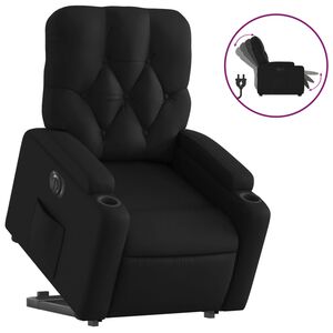 vidaXL Fotoliu rabatabil electric cu ridicare, negru, piele ecologică
