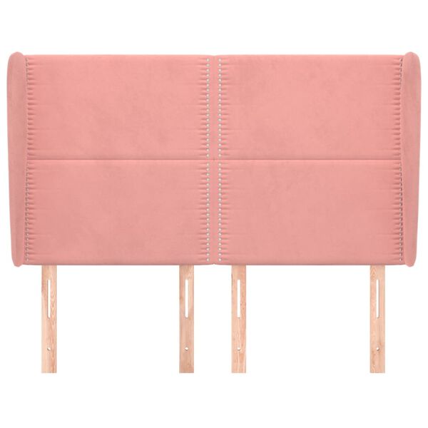 vidaXL Tăblie de pat cu aripioare, roz, 147x23x118/128 cm, catifea