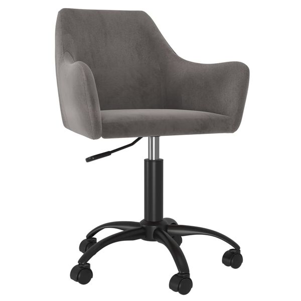 vidaXL Scaune de bucătărie pivotante, 2 buc, gri &icirc;nchis, catifea