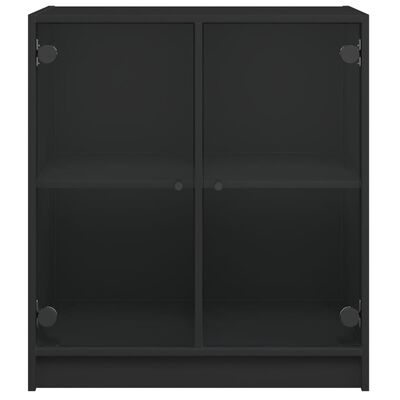 vidaXL Dulap lateral cu uși din sticlă, negru, 68x37x75,5 cm