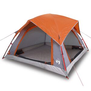 vidaXL Cabină cort de camping 4 persoane gri și portocaliu impermeabil