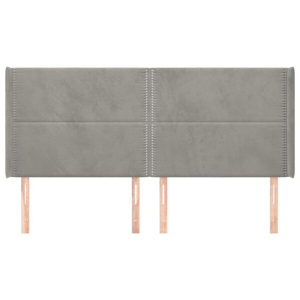 vidaXL Tăblie de pat cu aripioare gri deschis 203x16x118/128cm catifea