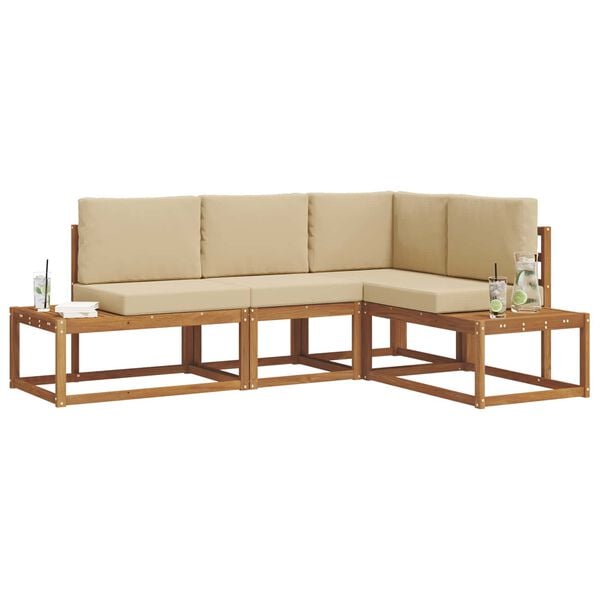 vidaXL Set de canapele de exterior cu pernă 4 Bucată Natural și Bej
