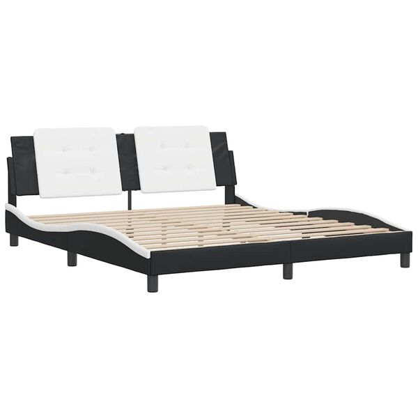 vidaXL Cadru de pat fără saltea Zadar negru și alb 180x200cm piele artificială