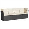 vidaXL Set mobilier de grădină cu perne, 4 piese, negru, poliratan