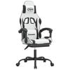 vidaXL Scaun de gaming pivotant cu suport picioare alb&negru piele eco