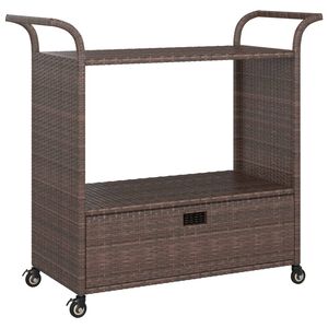 vidaXL Cărucior de bar cu sertar, maro, 100x45x97 cm, poliratan