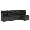 vidaXL Set mobilier de grădină cu perne, 5 piese, negru, poliratan
