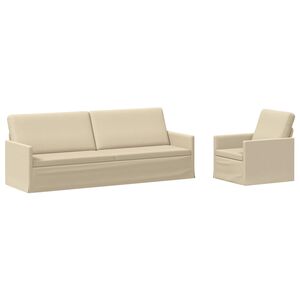 vidaXL Set de canapea 2 pcs Crem Țesătură