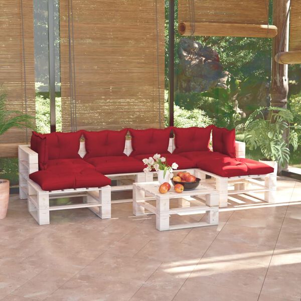 vidaXL Set mobilier grădină din paleți, cu perne, 7 piese, lemn de pin