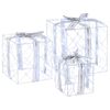 vidaXL Cutie de cadou de Crăciun iluminată 3 buc. 150 LED-uri Alb rece