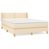 vidaXL Pat box spring cu saltea, crem, 140x200 cm, textil