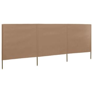 vidaXL Paravan anti-v&acirc;nt cu 3 panouri, gri taupe, 400x120 cm, textil